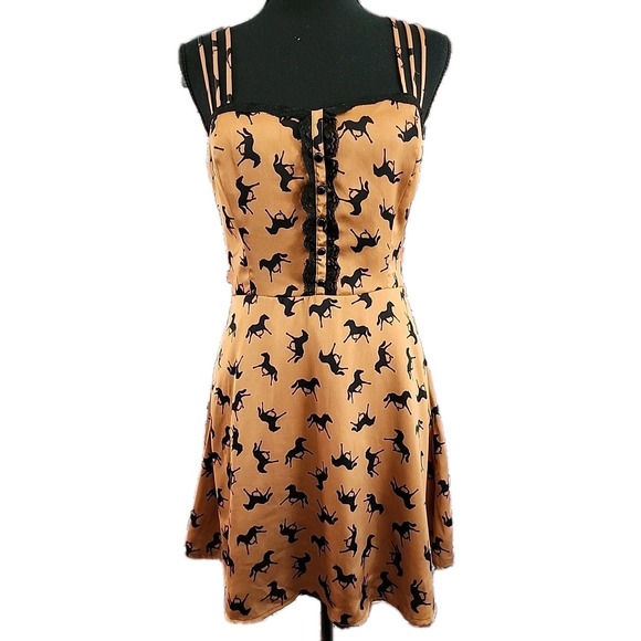 Forever 21 Dresses & Skirts - Forever 21 Boutique Dress M Horses Equestrian Rodeo Western Line‎ Dancing Copper